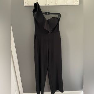 One shoulder black jumpsuit